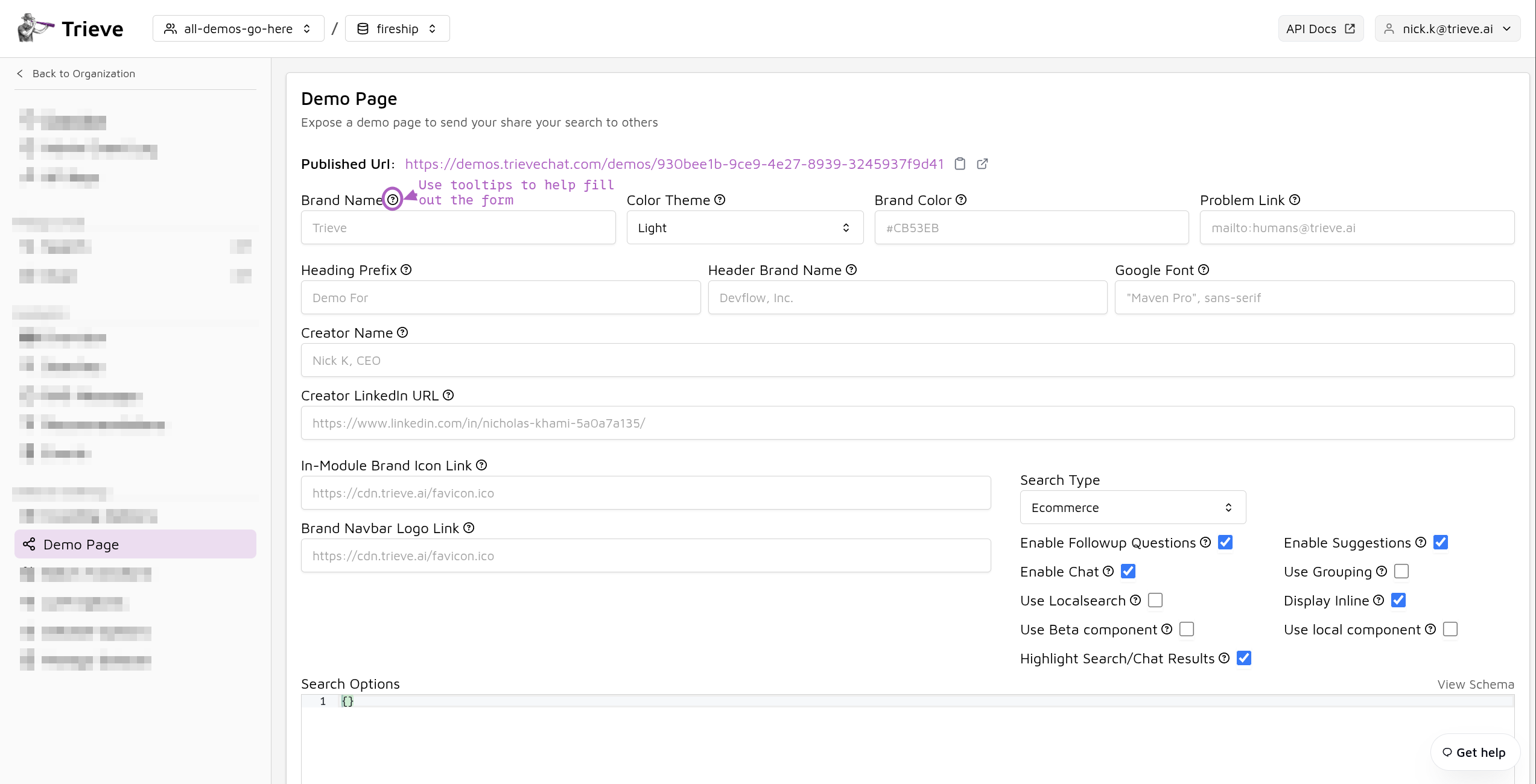Demo Page Form
